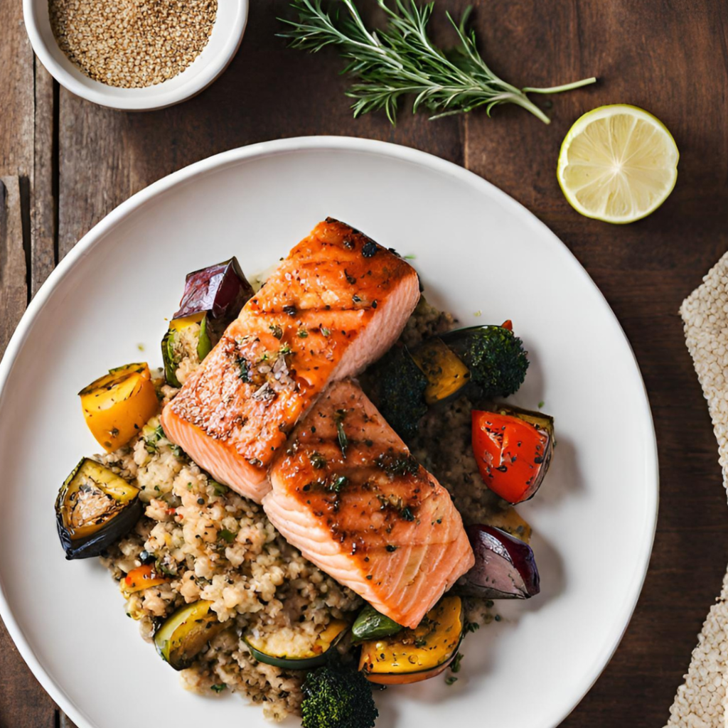 Grilled Salmon With Quinoa And Roasted Vegetables - College Food Literacy